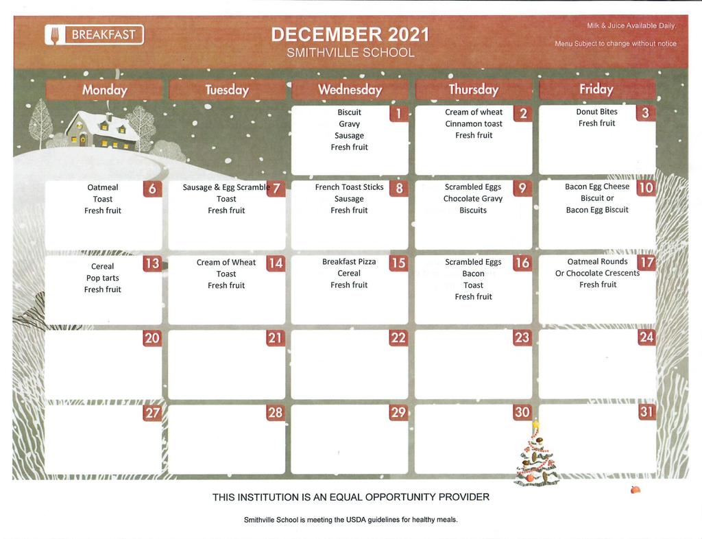 December Breakfast Calendar