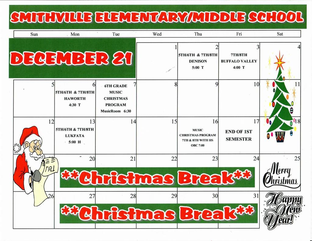 Elementary Dec. Calendar