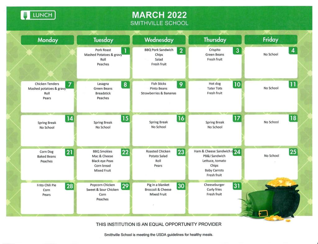 March Lunch Calendar