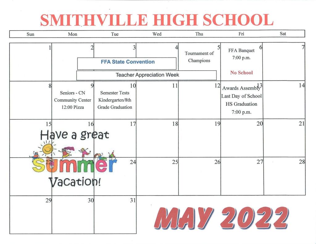May High School Calendar