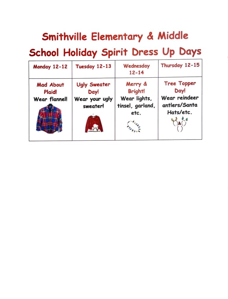 Holiday Spirit Dress Up Days